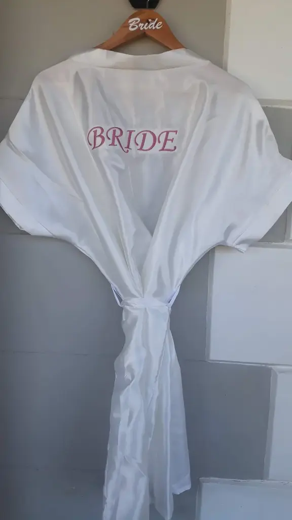 White satin bride gown