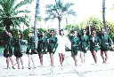 Forest Green Satin Gowns With White Embroidery